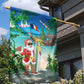 Afro Christmas in Mayotte Garden Flag Santa Chill on Tropical Beach - African Pride