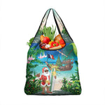 Afro Christmas in Mayotte Grocery Bag Santa Chill on Tropical Beach - African Pride