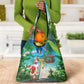 Afro Christmas in Mayotte Grocery Bag Santa Chill on Tropical Beach - African Pride