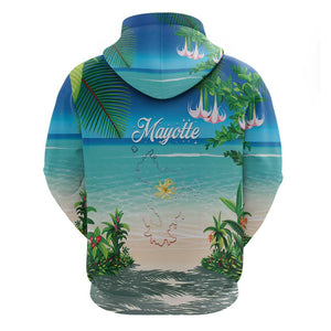 Afro Christmas in Mayotte Hoodie Santa Chill on Tropical Beach - African Pride