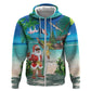 Afro Christmas in Mayotte Hoodie Santa Chill on Tropical Beach - African Pride