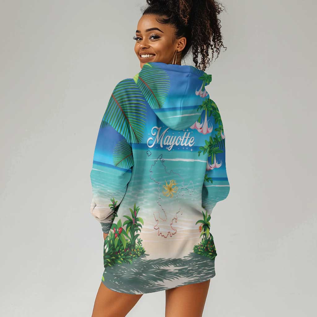 Afro Christmas in Mayotte Hoodie Dress Santa Chill on Tropical Beach - African Pride