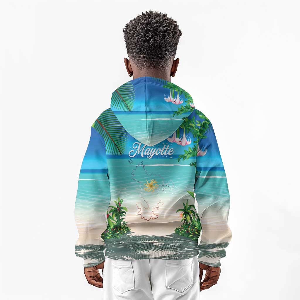 Afro Christmas in Mayotte Kid Hoodie Santa Chill on Tropical Beach - African Pride