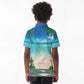 Afro Christmas in Mayotte Kid Polo Shirt Santa Chill on Tropical Beach - African Pride