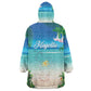 Afro Christmas in Mayotte Kid Wearable Blanket Hoodie Santa Chill on Tropical Beach - African Pride