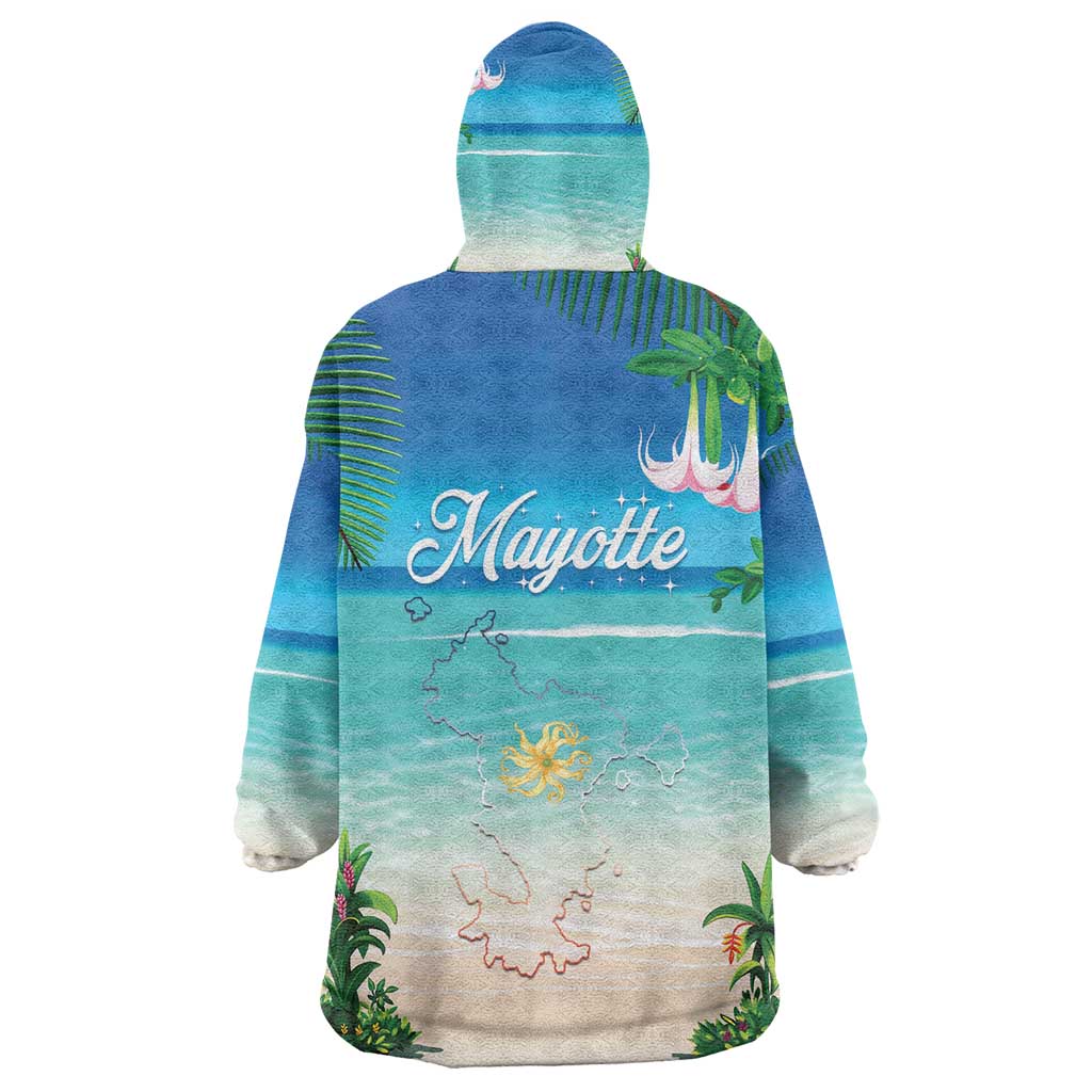 Afro Christmas in Mayotte Kid Wearable Blanket Hoodie Santa Chill on Tropical Beach - African Pride