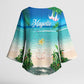 Mayotte Christmas Kimono Sleeve Blouse Santa Chill on Tropical Beach