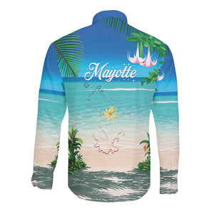 Afro Christmas in Mayotte Long Sleeve Button Shirt Santa Chill on Tropical Beach - African Pride