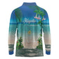 Afro Christmas in Mayotte Long Sleeve Polo Shirt Santa Chill on Tropical Beach - African Pride