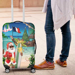Afro Christmas in Mayotte Luggage Cover Santa Chill on Tropical Beach - African Pride