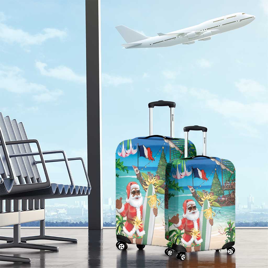 Afro Christmas in Mayotte Luggage Cover Santa Chill on Tropical Beach - African Pride