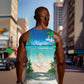 Afro Christmas in Mayotte Men Tank Top Santa Chill on Tropical Beach - African Pride