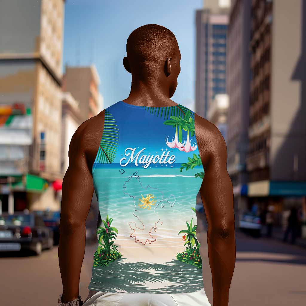 Afro Christmas in Mayotte Men Tank Top Santa Chill on Tropical Beach - African Pride