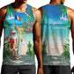 Afro Christmas in Mayotte Men Tank Top Santa Chill on Tropical Beach - African Pride