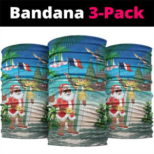 Afro Christmas in Mayotte Neck Gaiter Santa Chill on Tropical Beach - African Pride