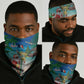 Afro Christmas in Mayotte Neck Gaiter Santa Chill on Tropical Beach - African Pride