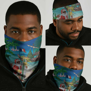 Afro Christmas in Mayotte Neck Gaiter Santa Chill on Tropical Beach - African Pride