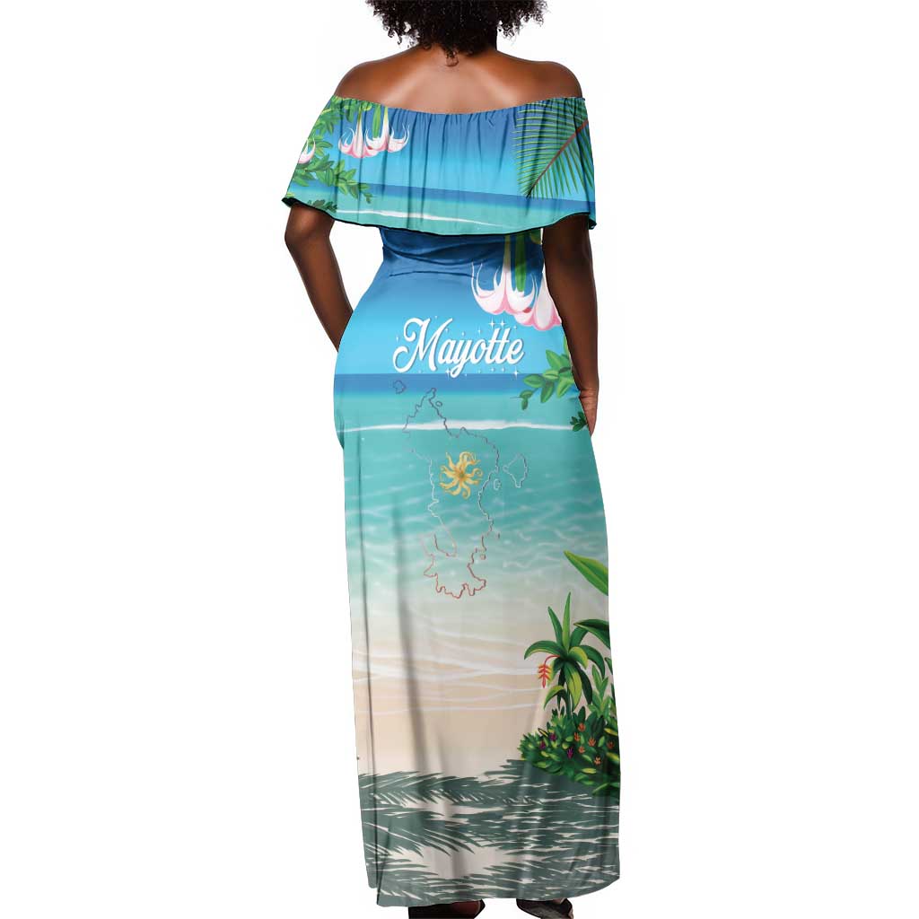Afro Christmas in Mayotte Off Shoulder Maxi Dress Santa Chill on Tropical Beach - African Pride