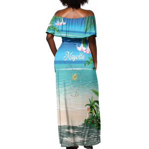 Afro Christmas in Mayotte Off Shoulder Maxi Dress Santa Chill on Tropical Beach - African Pride