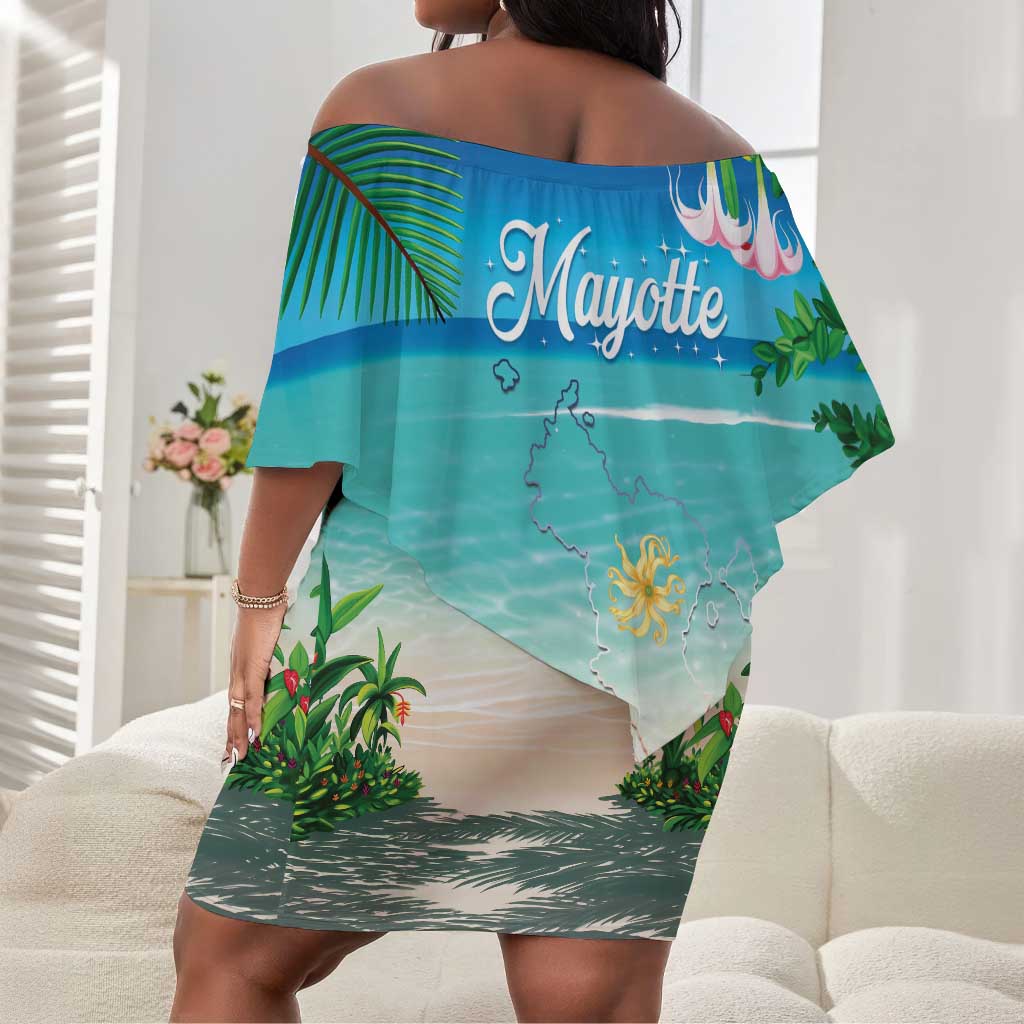 Afro Christmas in Mayotte Off Shoulder Short Dress Santa Chill on Tropical Beach - African Pride
