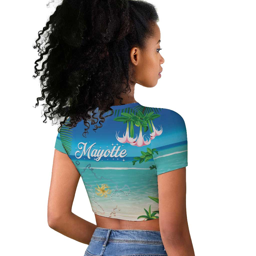 Afro Christmas in Mayotte Raglan Cropped T shirt Santa Chill on Tropical Beach - African Pride
