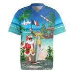 Afro Christmas in Mayotte Rugby Jersey Santa Chill on Tropical Beach - African Pride