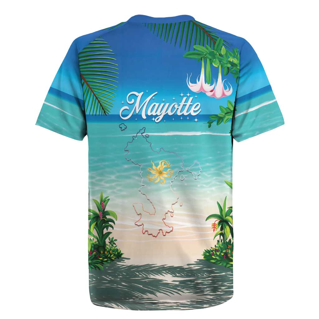 Afro Christmas in Mayotte Rugby Jersey Santa Chill on Tropical Beach - African Pride
