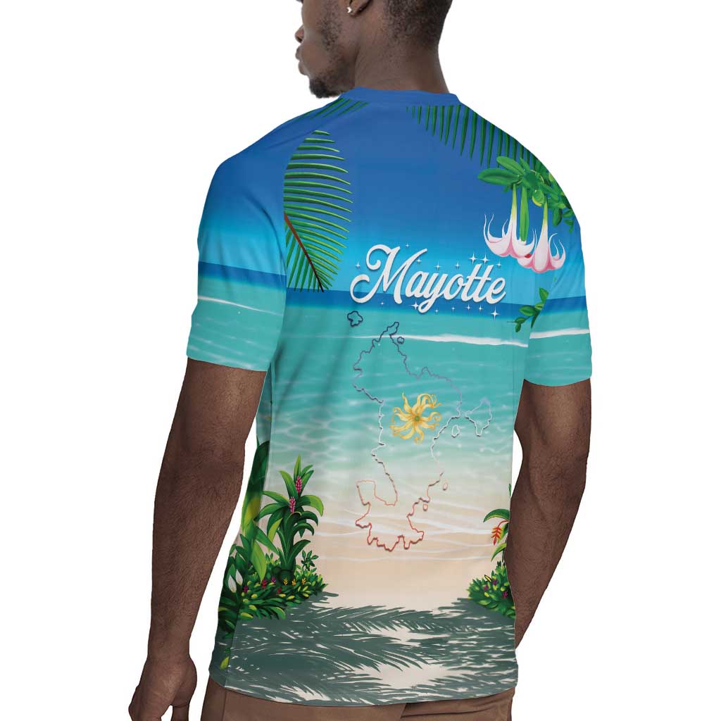 Afro Christmas in Mayotte Rugby Jersey Santa Chill on Tropical Beach - African Pride