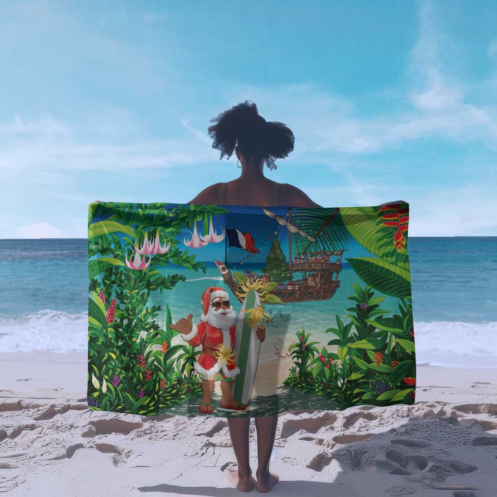 Afro Christmas in Mayotte Sarong Santa Chill on Tropical Beach - African Pride