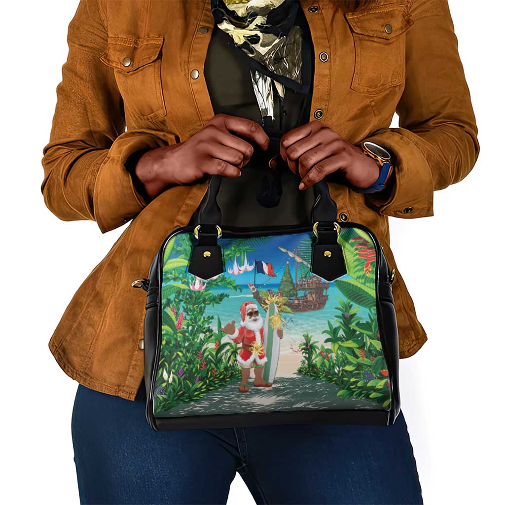Afro Christmas in Mayotte Shoulder Handbag Santa Chill on Tropical Beach - African Pride