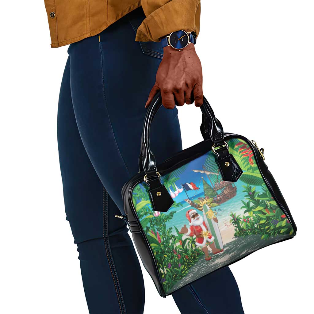Afro Christmas in Mayotte Shoulder Handbag Santa Chill on Tropical Beach - African Pride