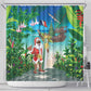 Afro Christmas in Mayotte Shower Curtain Santa Chill on Tropical Beach - African Pride
