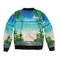 Afro Christmas in Mayotte Sleeve Zip Bomber Jacket Santa Chill on Tropical Beach - African Pride