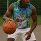 Afro Christmas in Mayotte Sleeveless Hoodie Santa Chill on Tropical Beach - African Pride