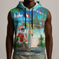 Afro Christmas in Mayotte Sleeveless Zip Hoodie Santa Chill on Tropical Beach - African Pride