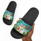 Mayotte Christmas Slide Sandals Santa Chill on Tropical Beach