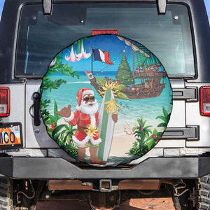 Afro Christmas in Mayotte Spare Tire Cover Santa Chill on Tropical Beach - African Pride