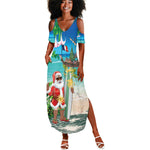 Afro Christmas in Mayotte Summer Maxi Dress Santa Chill on Tropical Beach - African Pride