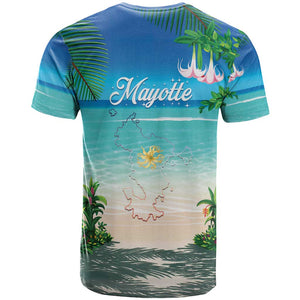 Afro Christmas in Mayotte T shirt Santa Chill on Tropical Beach - African Pride