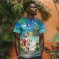 Afro Christmas in Mayotte T shirt Santa Chill on Tropical Beach - African Pride
