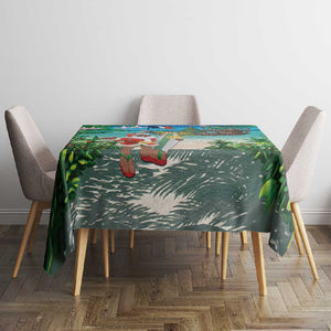 Afro Christmas in Mayotte Tablecloth Santa Chill on Tropical Beach - African Pride