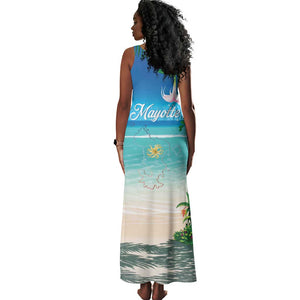 Afro Christmas in Mayotte Tank Maxi Dress Santa Chill on Tropical Beach - African Pride