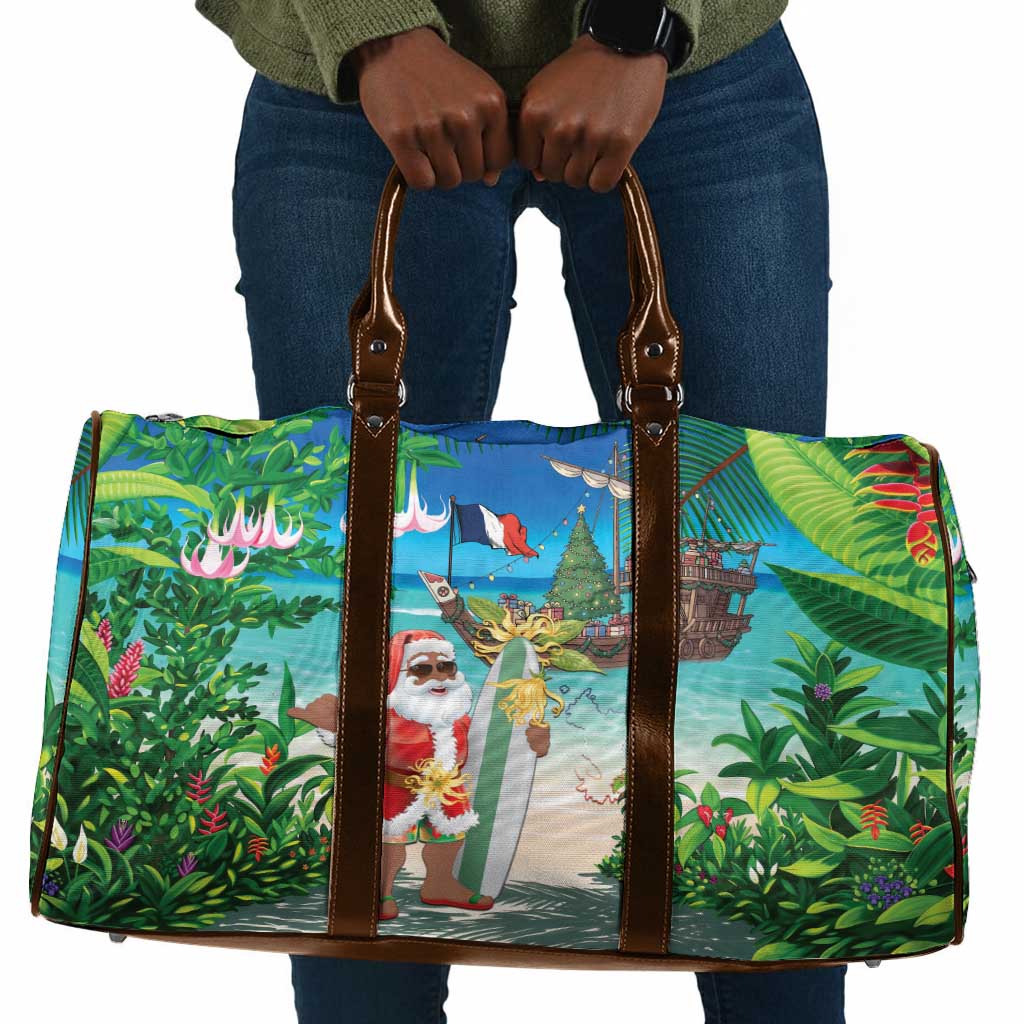 Mayotte Christmas Travel Bag Santa Chill on Tropical Beach
