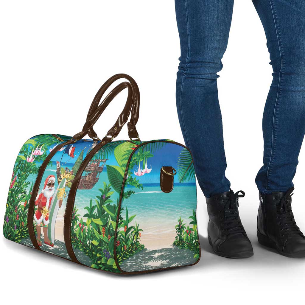 Mayotte Christmas Travel Bag Santa Chill on Tropical Beach