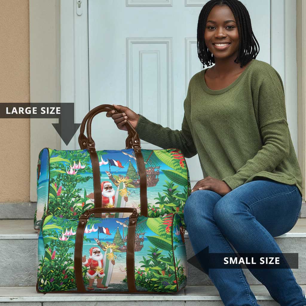 Mayotte Christmas Travel Bag Santa Chill on Tropical Beach