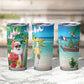 Afro Christmas in Mayotte Tumbler Cup Santa Chill on Tropical Beach - African Pride
