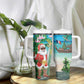 Afro Christmas in Mayotte Tumbler With Handle Santa Chill on Tropical Beach - African Pride