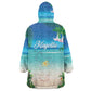 Afro Christmas in Mayotte Wearable Blanket Hoodie Santa Chill on Tropical Beach - African Pride