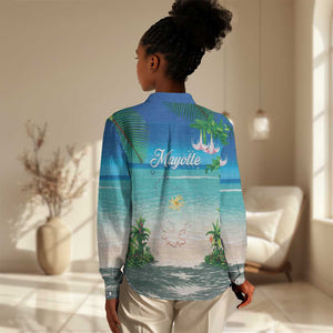 Afro Christmas in Mayotte Women Casual Shirt Santa Chill on Tropical Beach - African Pride
