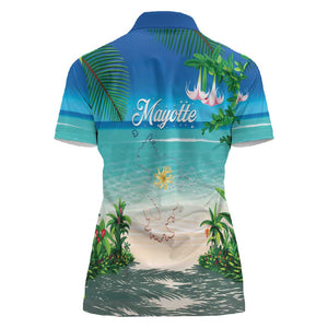Afro Christmas in Mayotte Women Polo Shirt Santa Chill on Tropical Beach - African Pride